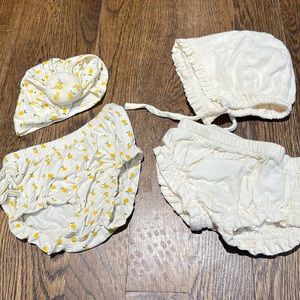 Two hanna anderssen hats and bloomers lemon and linen